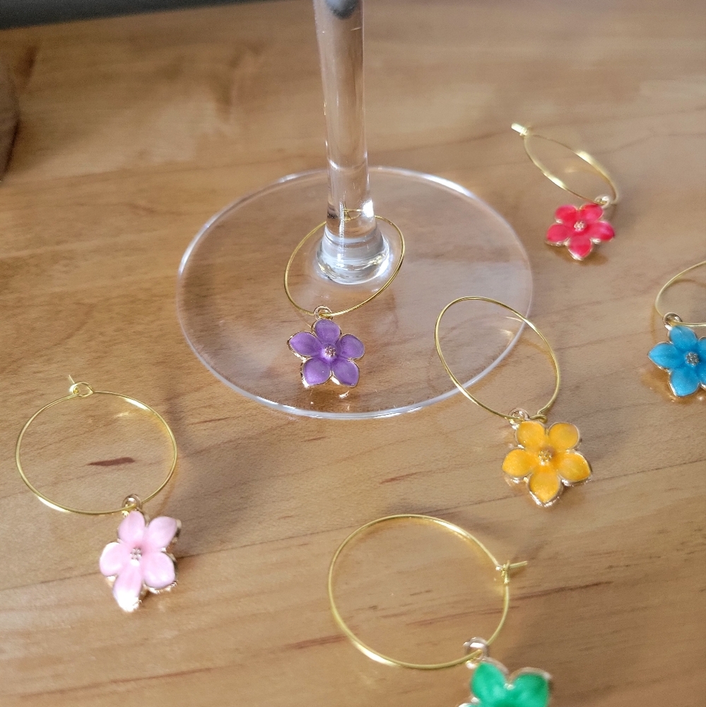 Flower Wine Charms